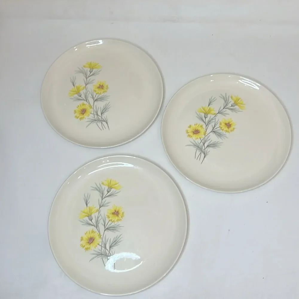 Taylor Smith & Taylor Golden Button Plates True Underglaze Oven Proof Set Of 3